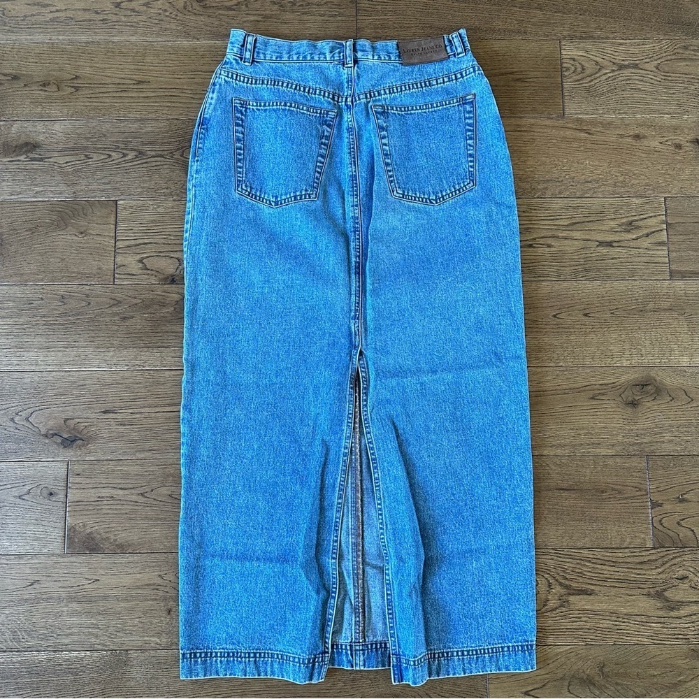 Vintage Lauren Jeans Ralph Lauren Maxi Denim Skirt Sz 6 100% Cotton - Picture 2 of 5